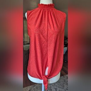 W5 Coral Eyelet Sleeveless Blouse